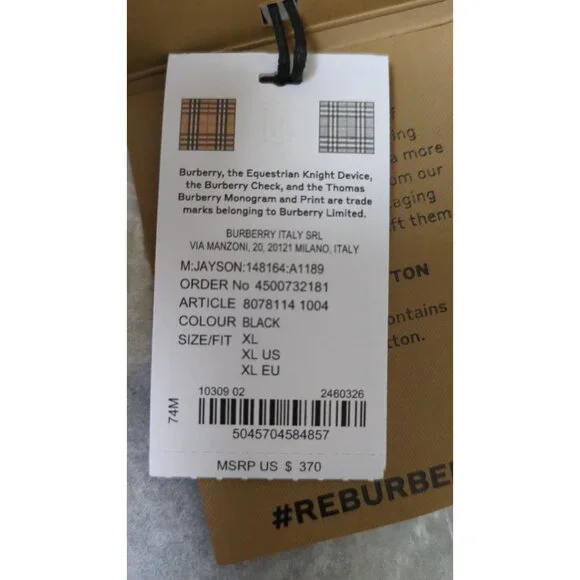 Burberry Men’s Jayson Icon Stripe Crewneck T-Shirt Black XL 8078114 - Picture 7 of 8